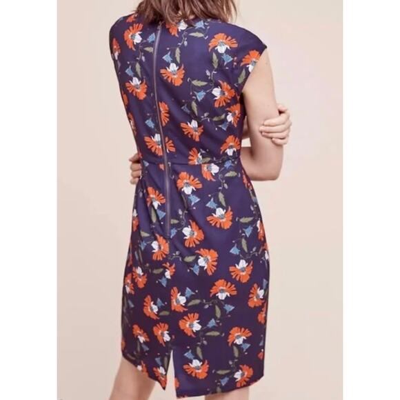 Maeve Floral Mini Dress - Navy and Orange - Picture 2 of 8